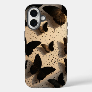 Coque Pour iPhone 16 Papillon à encre pointillée Vintage Grunge Dark Ac