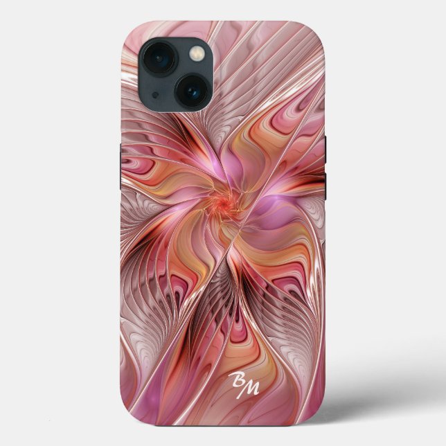 Coques Case-Mate iPhone Papillon Abstrait Couleurs Fractales Art Initiales (Verso)