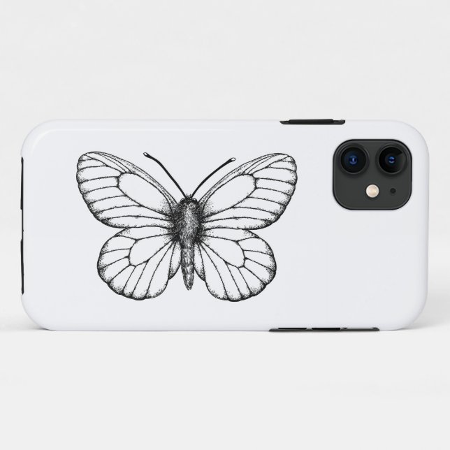 Coques Case-Mate iPhone Papillon blanc à veine noire (Dos (Horizontal))