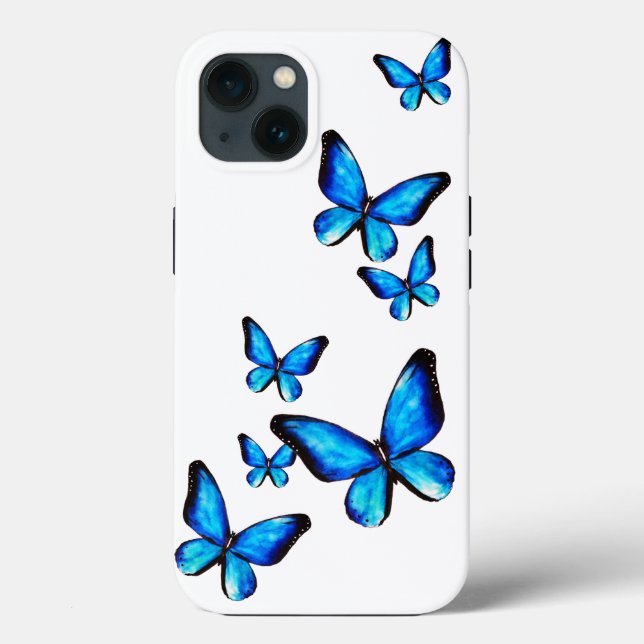 Coques Case-Mate iPhone Papillon bleu aqua aquarelle illustration specs (Verso)