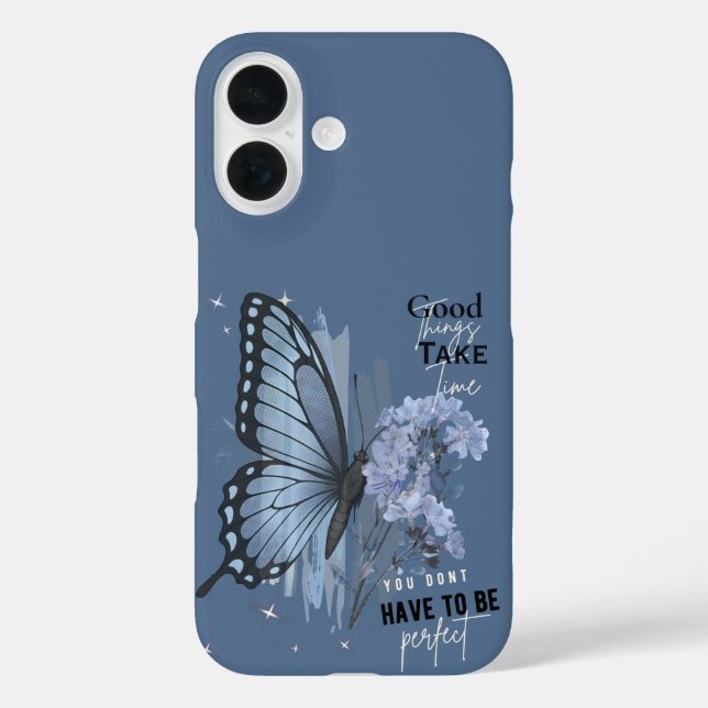 Coques Case-Mate iPhone Papillon bleu esthétique Citation motivationnelle  (Verso)