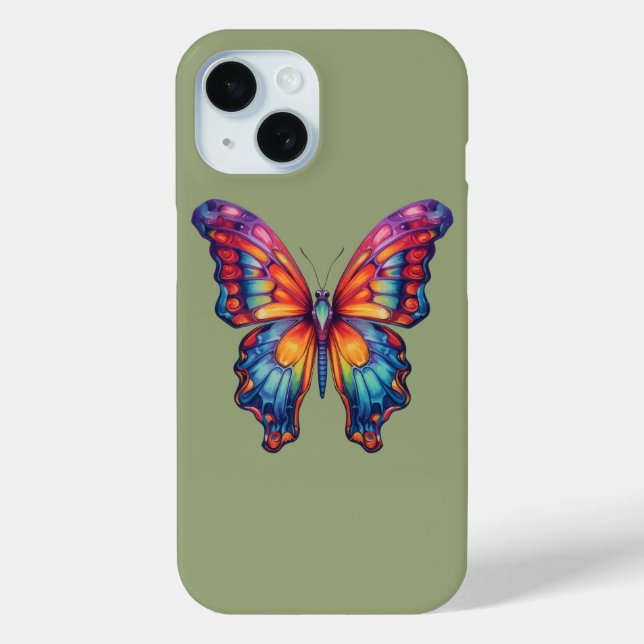 Coques Case-Mate iPhone Papillon Bleu Orange Ailes (Verso)