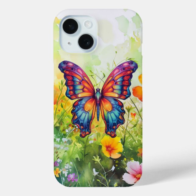 Coques Case-Mate iPhone Papillon Bleu Orange Ailes (Verso)