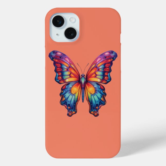Coques Case-Mate iPhone Papillon Bleu Orange Ailes (Verso)