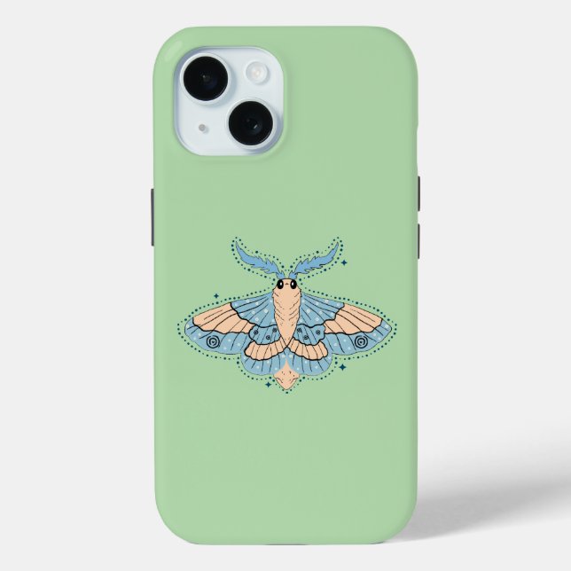 Coques Case-Mate iPhone Papillon Céleste Fantaisiste — Bleu Douce et Pêche (Verso)