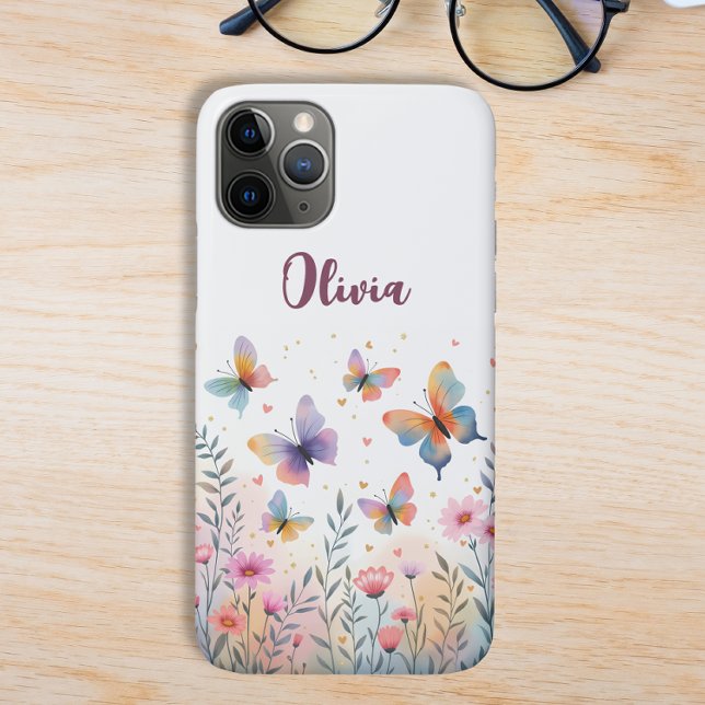 Coques Case-Mate iPhone Papillon charmant de prairie à l'aquarelle (Créateur téléchargé)