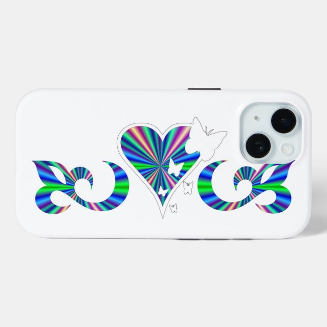 Coques Case-Mate iPhone Papillon Coeur et Lily Rainbowart (Verso (horizontal))