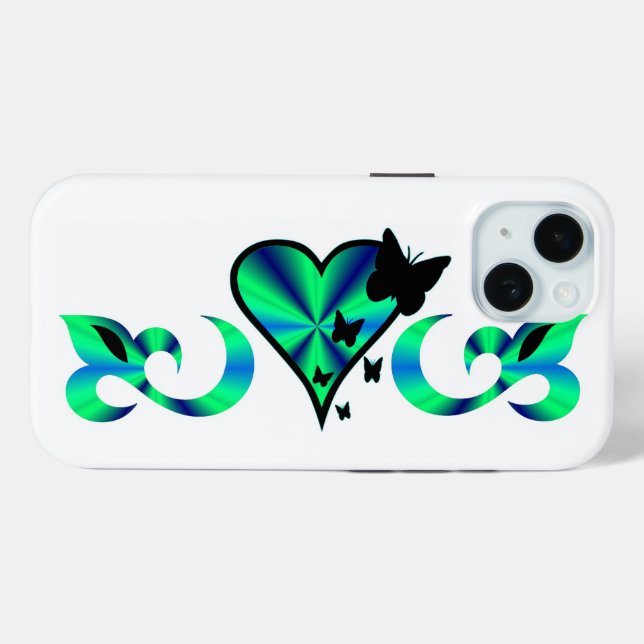 Coques Case-Mate iPhone Papillon Coeur et Lily Rainbowart (Verso (horizontal))