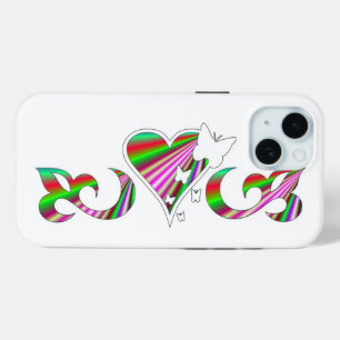 Coque Pour iPhone 15 Papillon Coeur et Lily Rainbowart