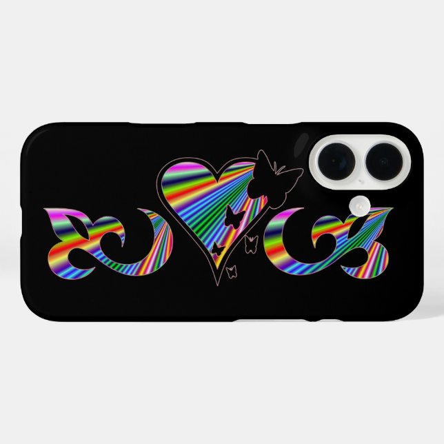 Coques Case-Mate iPhone Papillon Coeur et Lily Rainbowart (Verso (horizontal))
