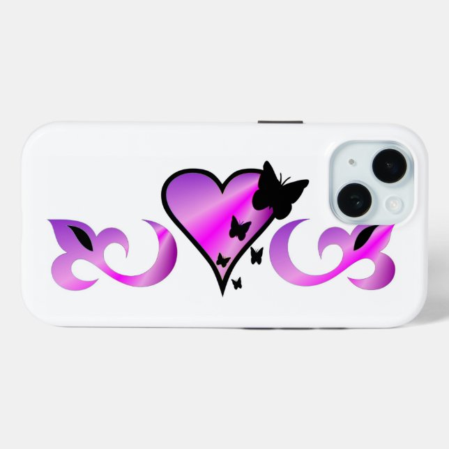 Coques Case-Mate iPhone Papillon Coeur et Lily Rainbowart (Verso (horizontal))