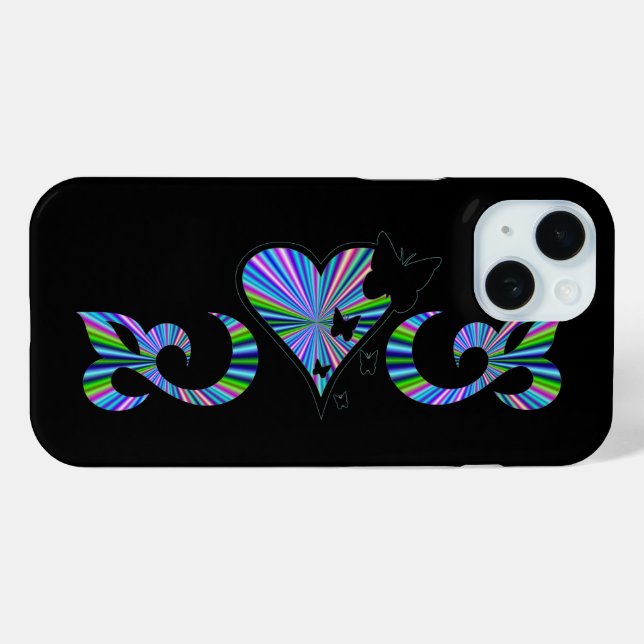 Coques Case-Mate iPhone Papillon Coeur et Lily Rainbowart (Verso (horizontal))