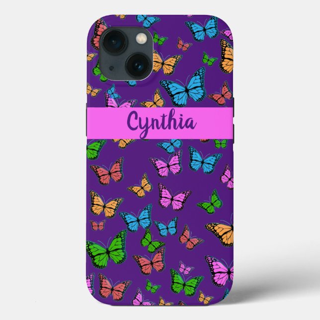 Coques Case-Mate iPhone Papillon coloré personnalisé (Verso)