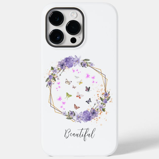 Coques Case-Mate iPhone Papillon d'aquarelle Purple Flore Motifs (Verso)