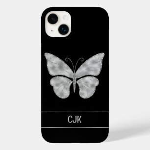 Coque Case-Mate iPhone Papillon d'argent personnalisé sur le noir