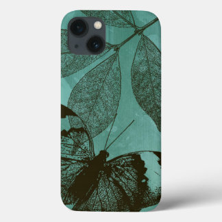 Etui iPhone 13 Papillon de feuilles vertes