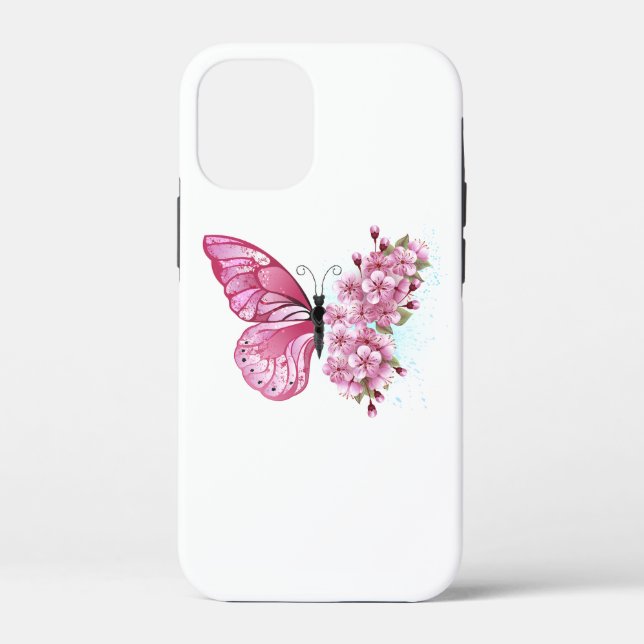 Coques Case-Mate iPhone Papillon de fleurs avec Sakura rose (Verso)