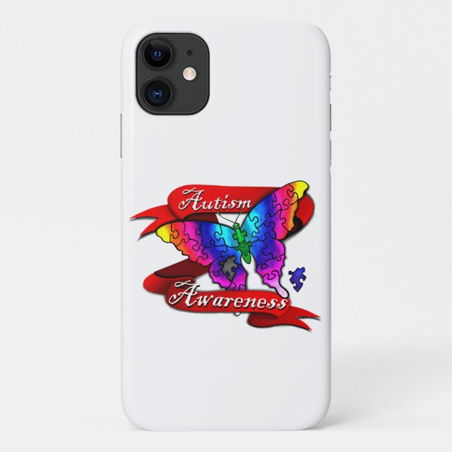 Coques Case-Mate iPhone Papillon de sensibilisation à l'autisme (Dos)