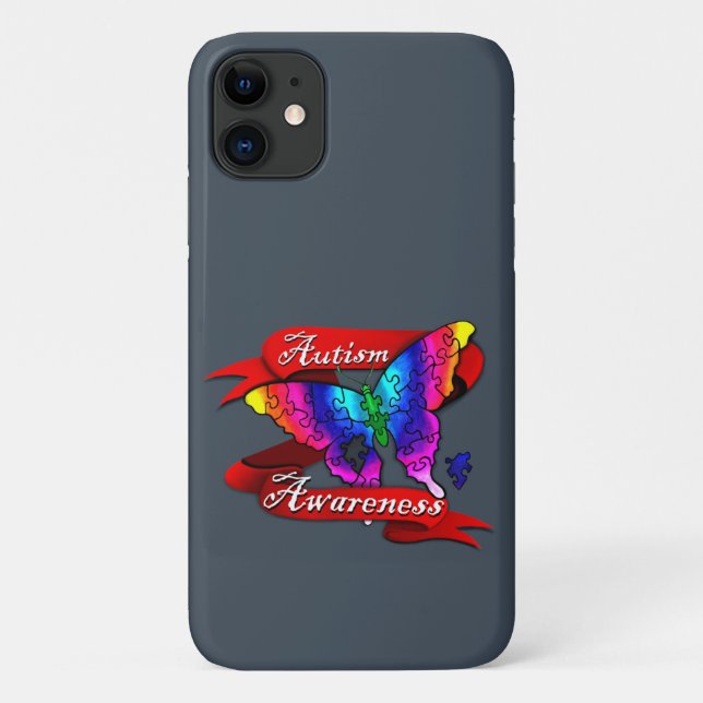 Coques Case-Mate iPhone Papillon de sensibilisation sur l'autisme (Dos)