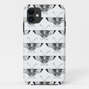 Coque Case-Mate Pour iPhone Papillon Deco stylisé - blanc et noir