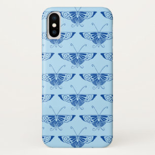 Etui iPhone Case-Mate Papillon Déco stylisé - bleu cobalt et bleu pâle
