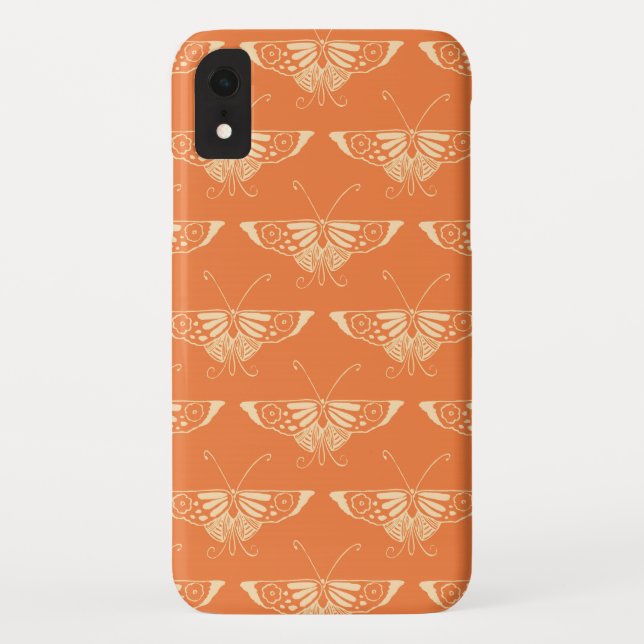 Coques Case-Mate iPhone Papillon Deco stylisé - corail orange (Dos)