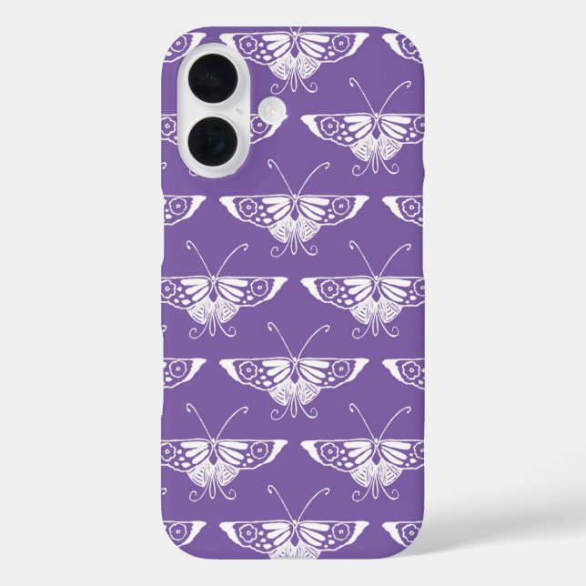 Coques Case-Mate iPhone Papillon déco stylisé - lilas poussiéreux (Verso)