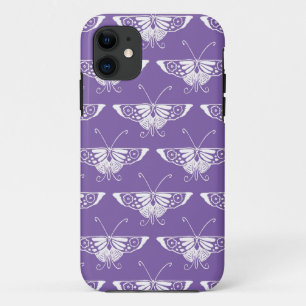 Coque iPhone 11 Papillon déco stylisé - lilas poussiéreux