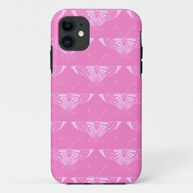 Coques Case-Mate iPhone Papillon déco stylisé - orchidée rose (Dos)