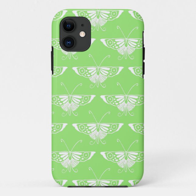 Coques Case-Mate iPhone Papillon déco stylisé - vert citron (Dos)