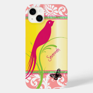 Coques Pour iPhone Papillon d'oiseau vintage Damask Rose Swallow