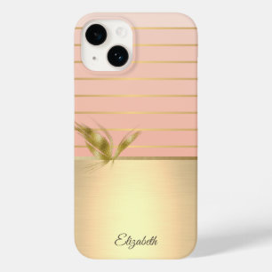 Coque Case-Mate iPhone Papillon doré chic élégant rayé