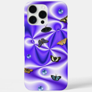 Coque iPhone 16 Pro Max Papillon et perles sur soie violette