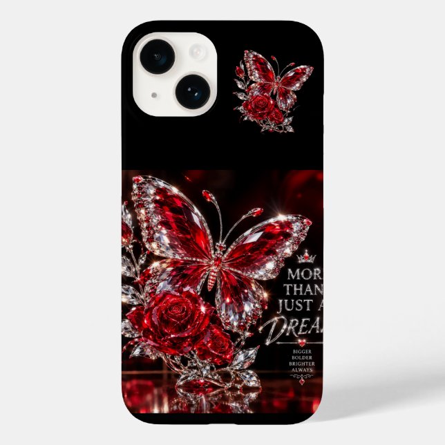 Coques Case-Mate iPhone Papillon et Rose de cristal de rubis (Verso)