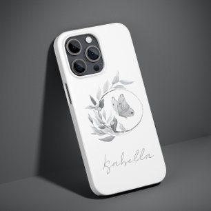 Coque Case-Mate iPhone Papillon Floral Monochrome Simple Élégant Nom