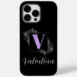 Coque Case-Mate iPhone Papillon floral pourpre Monogramme personnalisé -