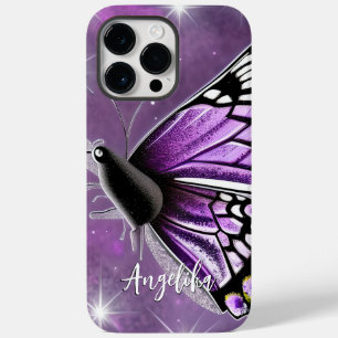 Coque Case-Mate iPhone Papillon Floral Violet et Argent Nom