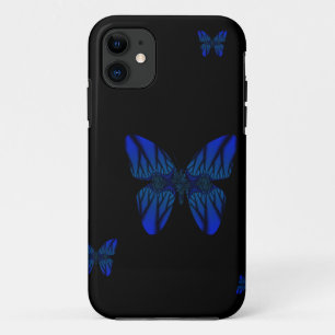 Coques Pour iPhone Papillon fractal bleu
