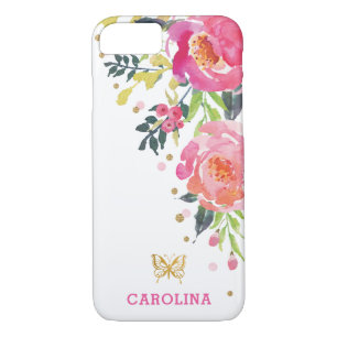 Case-Mate iPhone Case Papillon Girly d'or/aquarelle chic florale