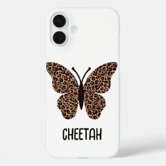 Coque Pour iPhone 16 Plus papillon imprimé guépard mignon