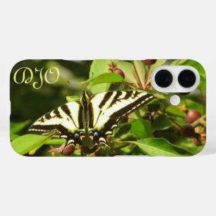 Coque Pour iPhone 16 Papillon jaune et noir sur pommier sauvage