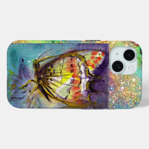 COQUE Case-Mate iPhone PAPILLON MAGIQUE EN OR BLEU PAILLÈTES