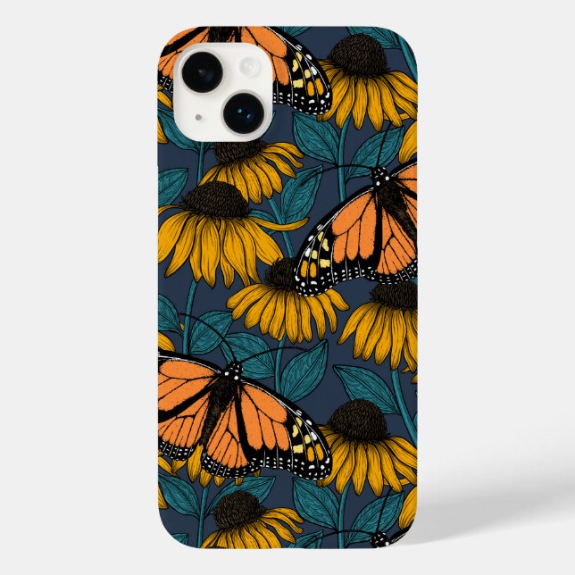 Coques Case-Mate iPhone Papillon monarque sur confluents jaunes (Verso)