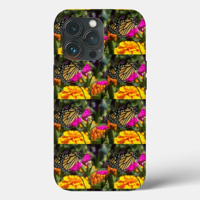 Coques Case-Mate iPhone Papillon Monarque sur Fleur Marigold Rose (Verso)
