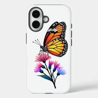 Coque Pour iPhone 16 Papillon Monarque sur Fleur sauvage