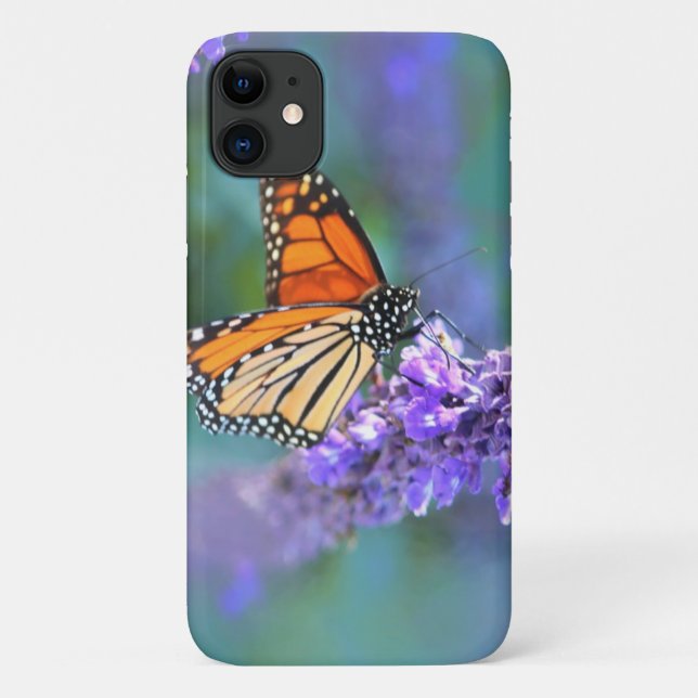 Coques Case-Mate iPhone Papillon Monarque sur Fleur violette lilas (Dos)