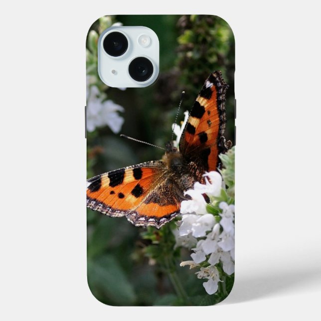 Coques Case-Mate iPhone Papillon orange et fleurs blanches (Verso)