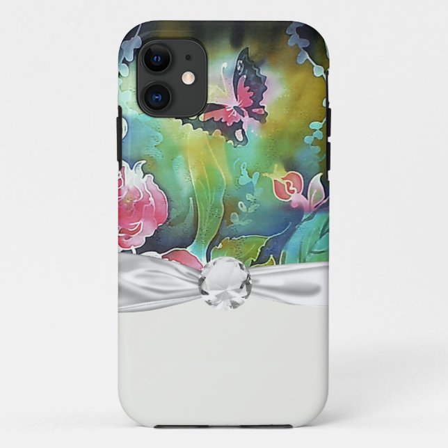 Coques Case-Mate iPhone papillon parmi les roses (Dos)