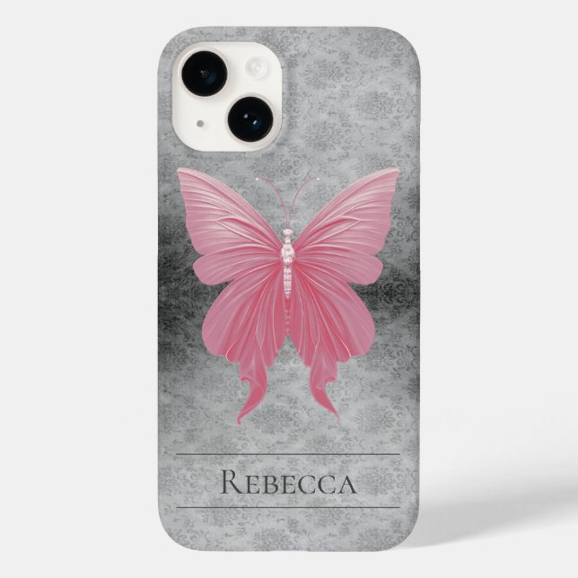 Coques Case-Mate iPhone Papillon rose bijoux Damas (Verso)