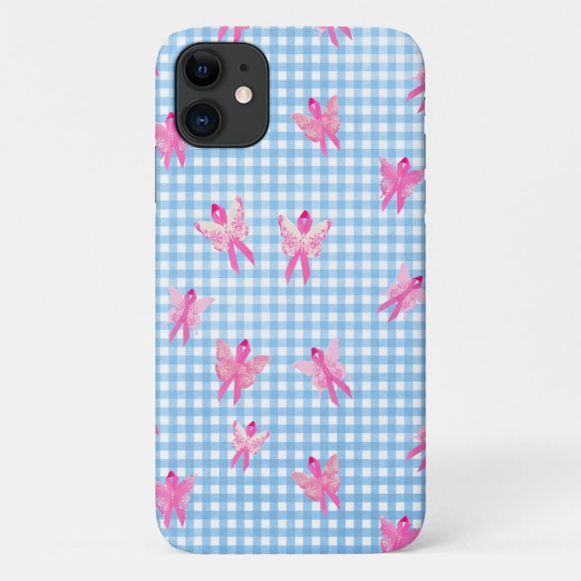 Coques Case-Mate iPhone Papillon ruban rose de sensibilisation au cancer d (Dos)